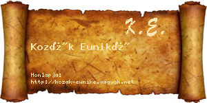 Kozák Euniké névjegykártya